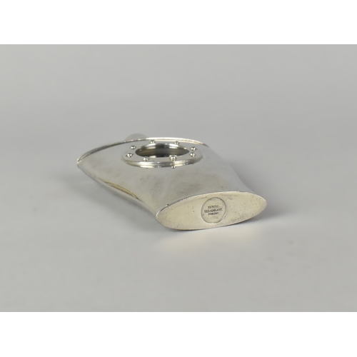 45 - A Royal Selangor Pewter Hip Flask with Central Glazed Porthole, 12cms High