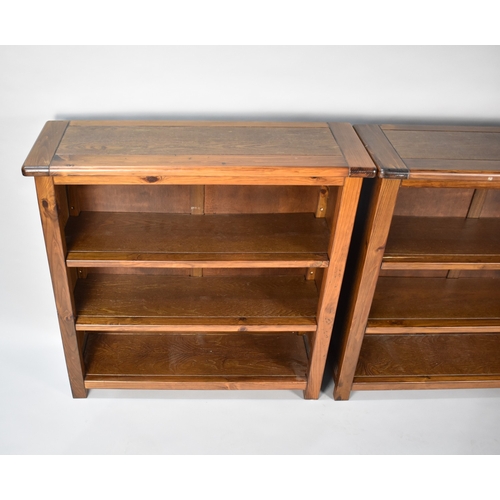 51 - A Pair of Contemporary Three Shelf Open Bookcases, 89cms Wide and 90cms High