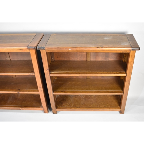 51 - A Pair of Contemporary Three Shelf Open Bookcases, 89cms Wide and 90cms High