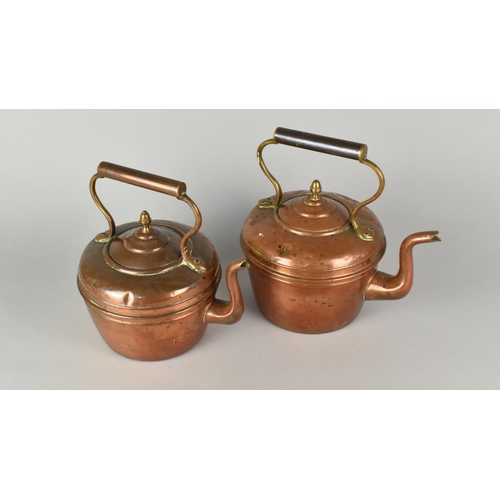 58 - Two Vintage Copper Kettles, The Taller 26cms High