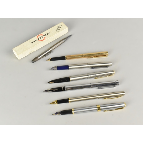 60 - A Collection of Late 20th Century Ink Pens to include Parker together with a Vintage Propelling Penc... 