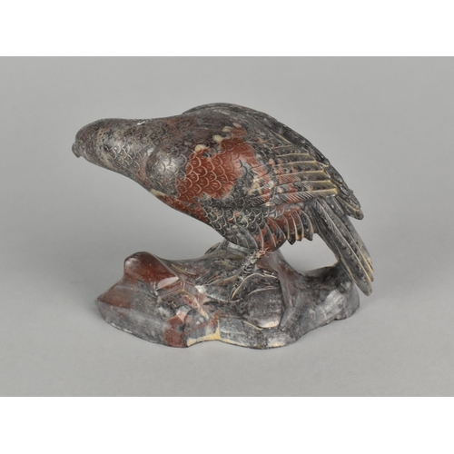 7 - A Carved Soapstone Study of Eagle on Rock, 8cms High