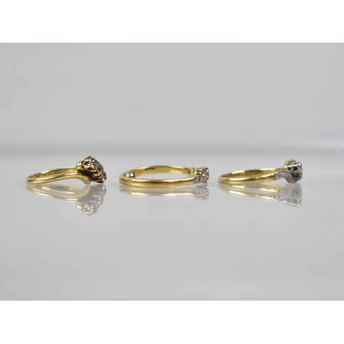 42 - A Collection of Three Diamond and 18ct Gold Rings to include European Cut Trilogy Example, Largest S... 