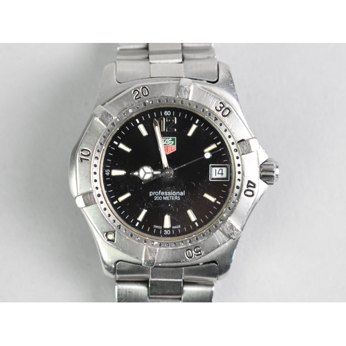 45 - A Tag Heuer Professional Stainless Steel Wristwatch, Model WK1110-0 HH8465, Black Face with Lume Han... 
