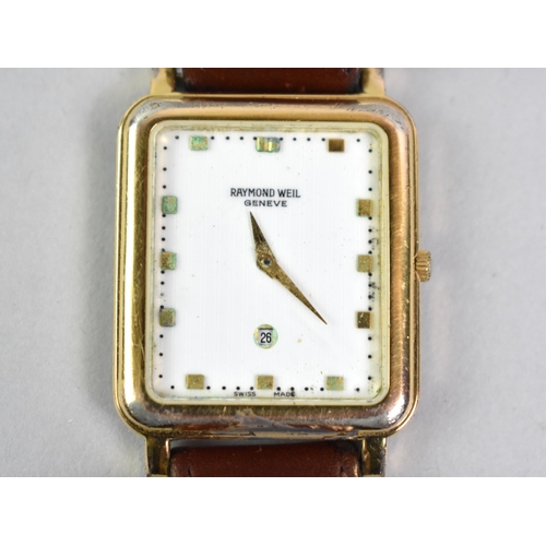 46 - A Boxed Raymond Weil Wristwatch, Textured White Face with Gilt Hour Indicators and Hands, Date Apert... 