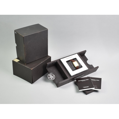 46 - A Boxed Raymond Weil Wristwatch, Textured White Face with Gilt Hour Indicators and Hands, Date Apert... 