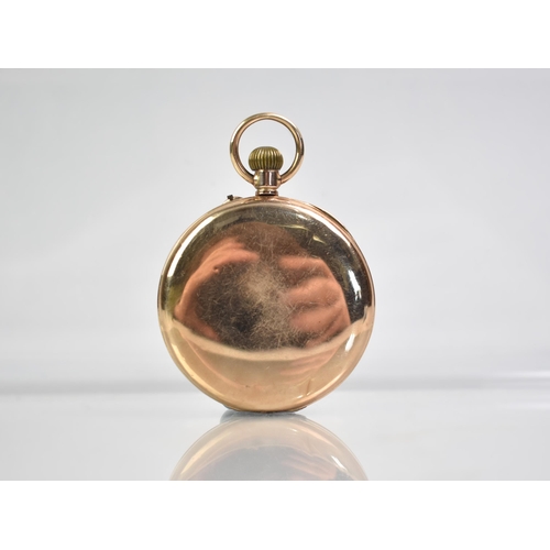 47 - A 9ct Gold Cased Half Hunter Pocket Watch, Enamelled Face with Roman Numerals and Steel Blue Spade H... 