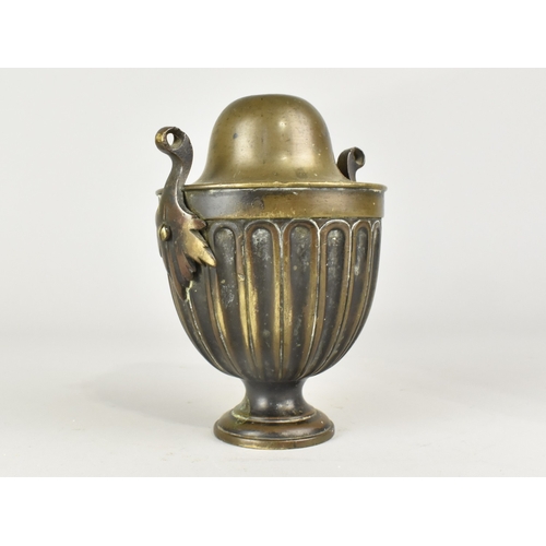 60 - A Heavy French Weighted Bronze Stand with Two Handles, Perhaps Poker Stand, 16cms High