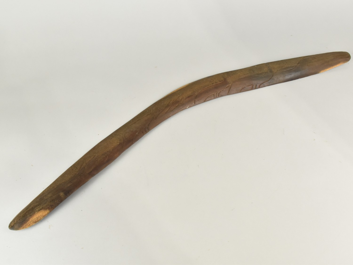 A Carved Wooden Australian Boomerang, 74cms Long, Murray River Region ...