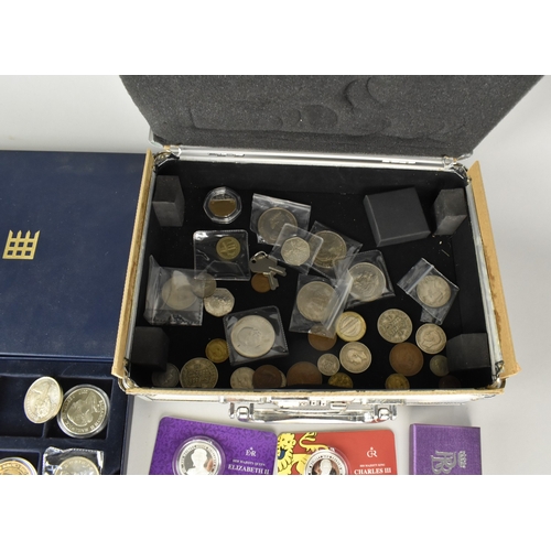 A Case Containing Various Collectors and Commemorative Coins etc