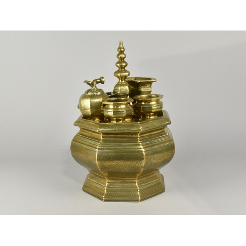 A Large heavy Indonesian Brass Tepak Sireh or Betel Nut Set Used for ...