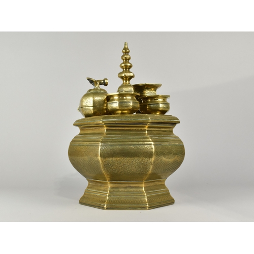 A Large heavy Indonesian Brass Tepak Sireh or Betel Nut Set Used for ...