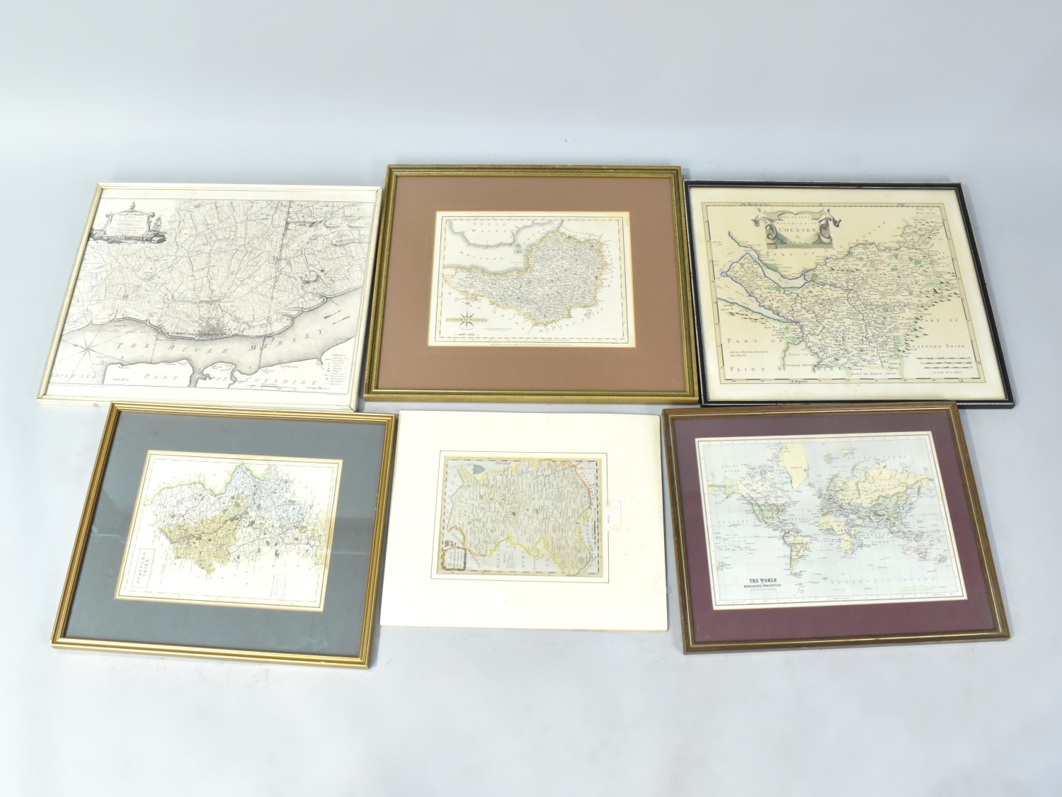 A Collection of Six Framed Maps
