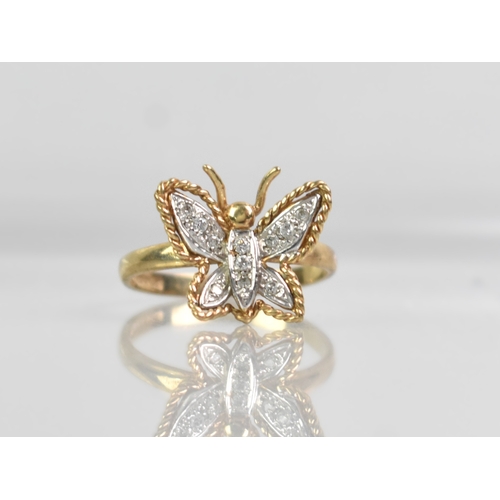 7 - A Matched Suite of 9ct Gold Jewellery to Comprise Necklace and Ring with Two Tone Butterfly Motif, R... 