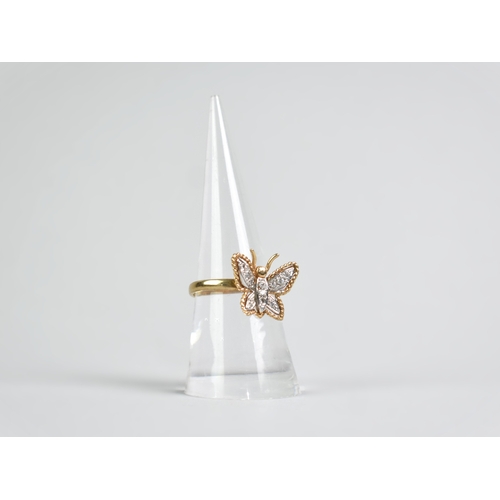 7 - A Matched Suite of 9ct Gold Jewellery to Comprise Necklace and Ring with Two Tone Butterfly Motif, R... 