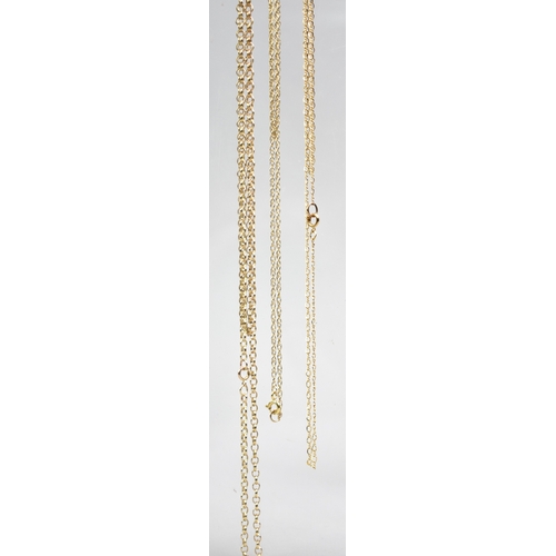 19 - A Collection of Three 9ct Gold Chains, Longest Belcher Chain Example 65.5cms Long, Total Weight 9.7g... 