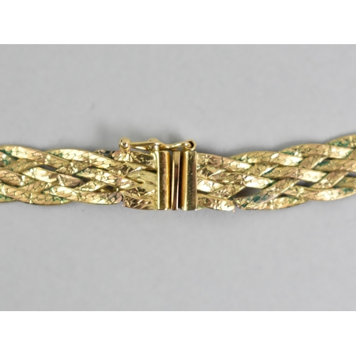 27 - A Suite of Italian 9ct Gold Jewellery to Comprise Six Row Plaited Necklace and Bracelet, 20.2gms tog... 