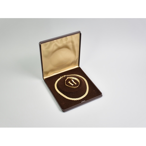 27 - A Suite of Italian 9ct Gold Jewellery to Comprise Six Row Plaited Necklace and Bracelet, 20.2gms tog... 