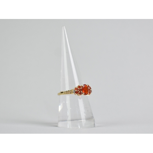 31 - A Danbury Mint Fire Opal, Diamond and 14ct Gold Dress Ring, Primary Oval Cut Stone Measuring 6.9mm b... 