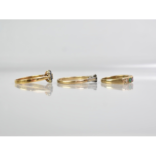 37 - A Collection of Three Gold Rings to include 18ct Gold Diamond and Sapphire Ring, Size L.5, 2.2gms, a... 