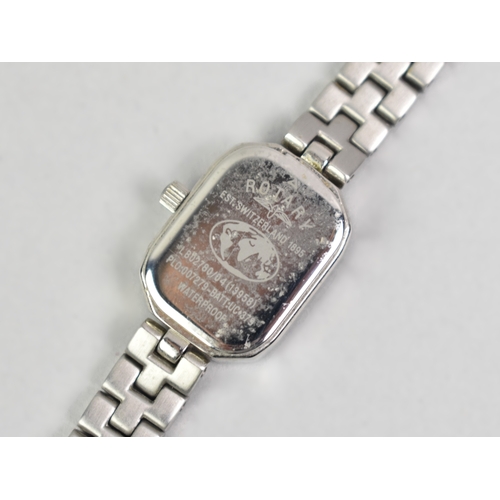 40 - A Rotary Stainless Steel Ladies Wrist Watch, Black Octagonal Dial with Baton Hour Indicators, Bezel ... 