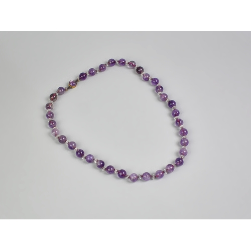 3 - A Late 19th/Early 20th Century String of Spherical Amethyst Beads with a 9ct Gold Clasp, Beads Appro... 