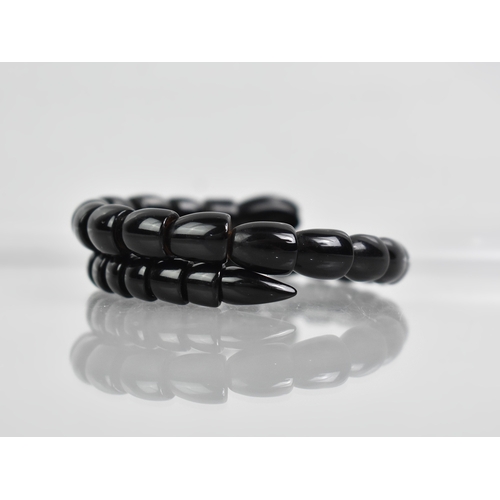 42 - An Unusual Victorian Mourning Bracelet in the Form of a Coiled Snake, Modelled with Mouth Open and H... 