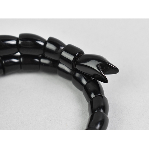 42 - An Unusual Victorian Mourning Bracelet in the Form of a Coiled Snake, Modelled with Mouth Open and H... 