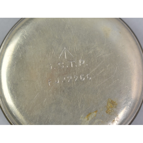 43 - A Military Issue WWII Period Nickel Cased Omega Pocket Watch, White Enameled Fase with Red and Black... 