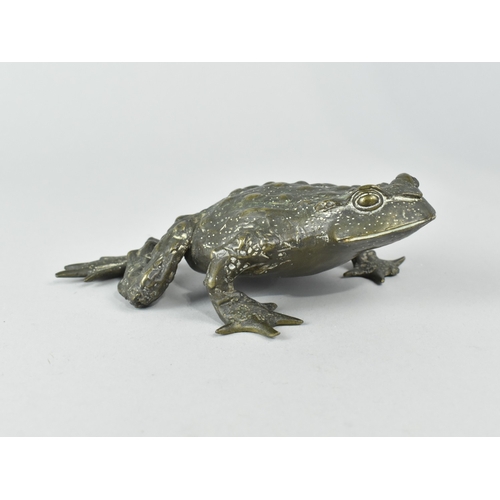 17 - A Chinese Patinated Bronze Study of a Toad, 14cms Long