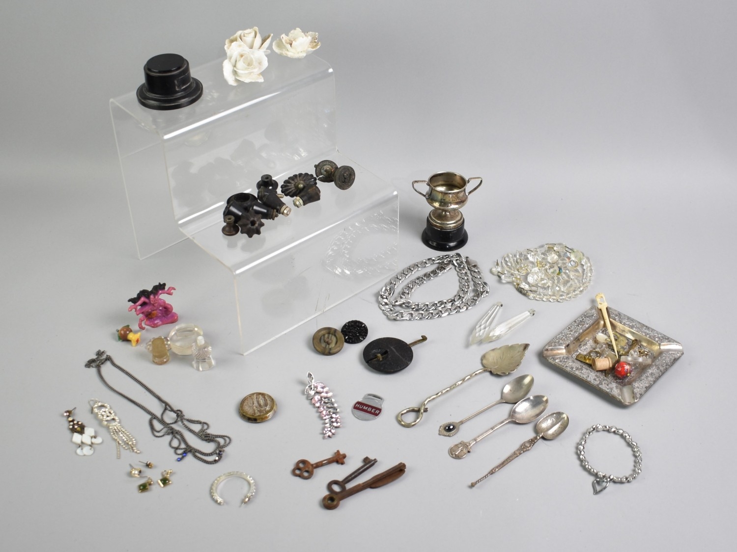 A Collection of Various Curios to include Small Trophy, Costume ...