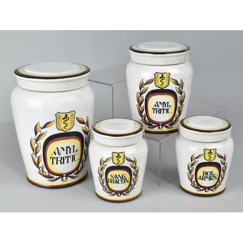 A Set of Four Graduated Reproduction Apothecary Jars, Largest 18cm high
