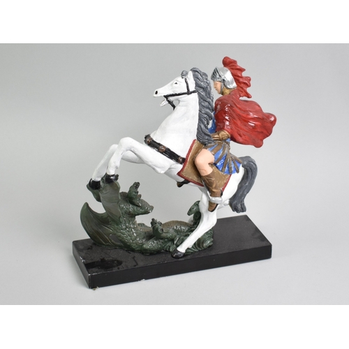 29 - A Cold Painted Cast Resin Figure Group, George and The Dragon, 24cms High