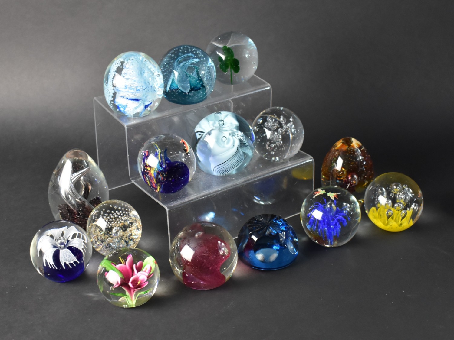 Fifteen Various Glass Paperweights to Include Examples by Caithness