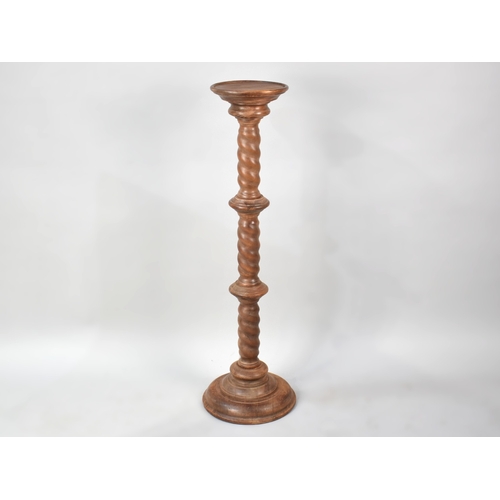 551 - A Mid/late 20th Century Turned Wooden Barley Twist Torchere Stand, 100cms High