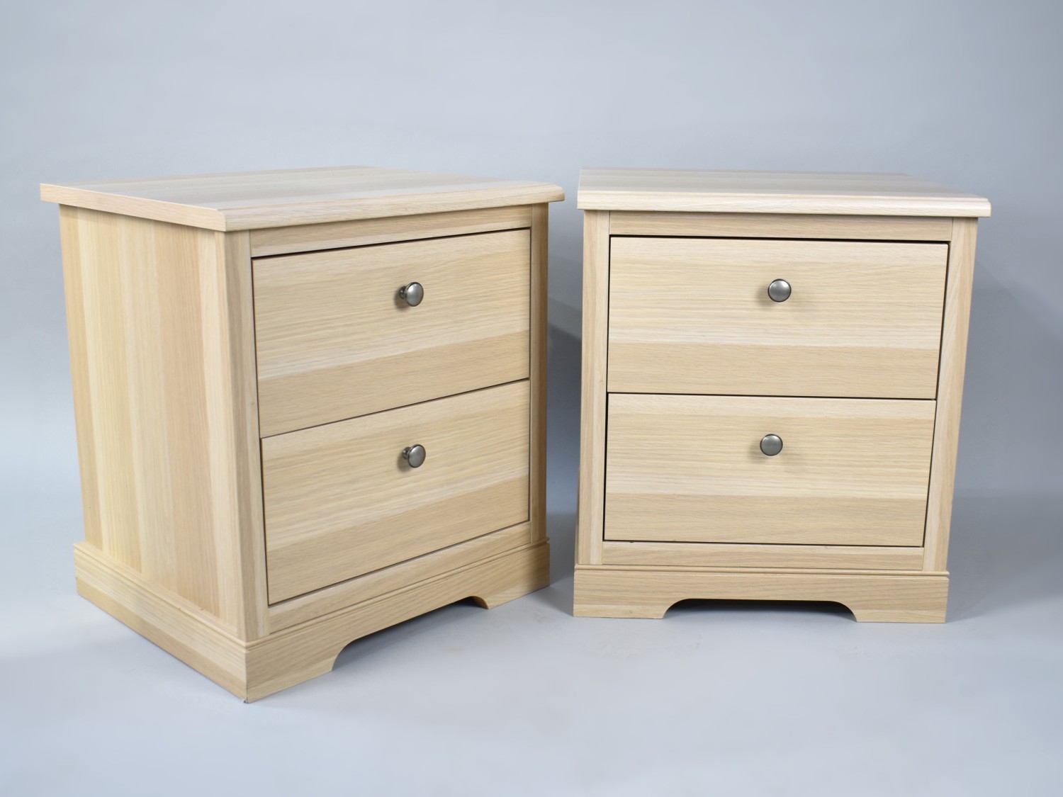 A Pair of Modern Two Drawer Bedroom Chests, 51cms Wide and 57cms High