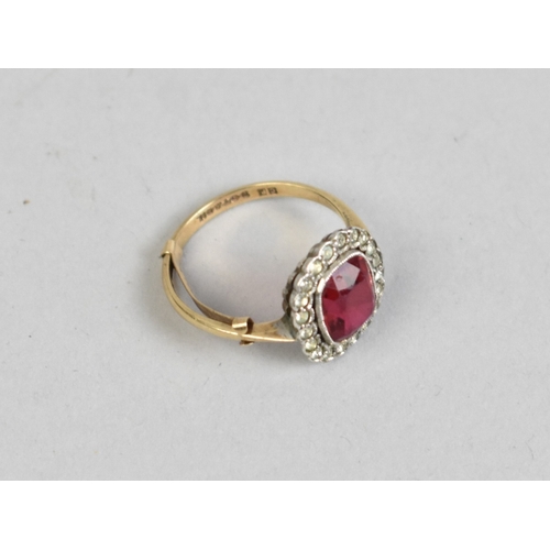 A Vintage 9ct Gold and Silver Mounted Paste Set Dress Ring, White Metal ...