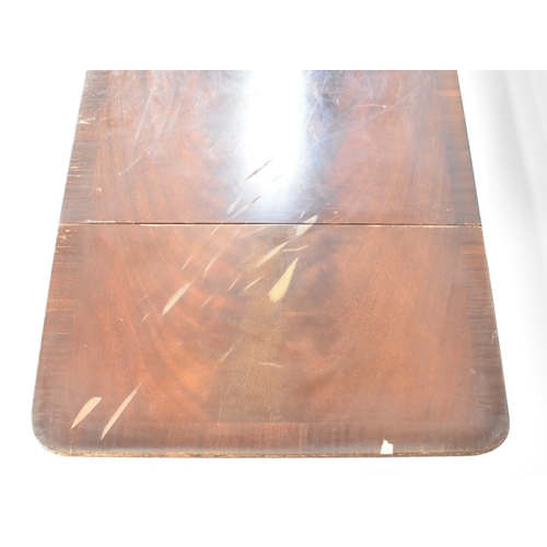32 - A Late 20th Century Mahogany Drop Leaf Sofa Style two Drawer Table with Lyre Supports, Condition Iss... 