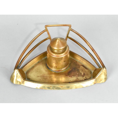 20 - An Arts and Crafts Copper Desktop Inkwell, 16cms Wide