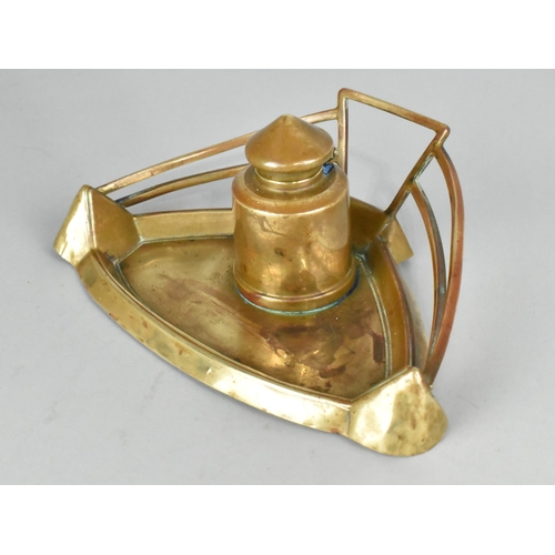 20 - An Arts and Crafts Copper Desktop Inkwell, 16cms Wide