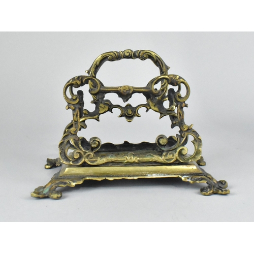 24 - A Late 19th Century Brass Two Division Letter Rack in the Ornate French Style, 17cms Wide