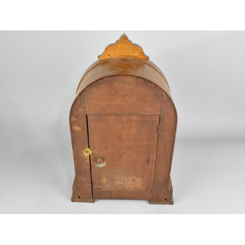 29 - An Oak Cased American Mantel Clock, The Rialto by Ansonia Clock Company, with Key and Pendulum, 41cm... 