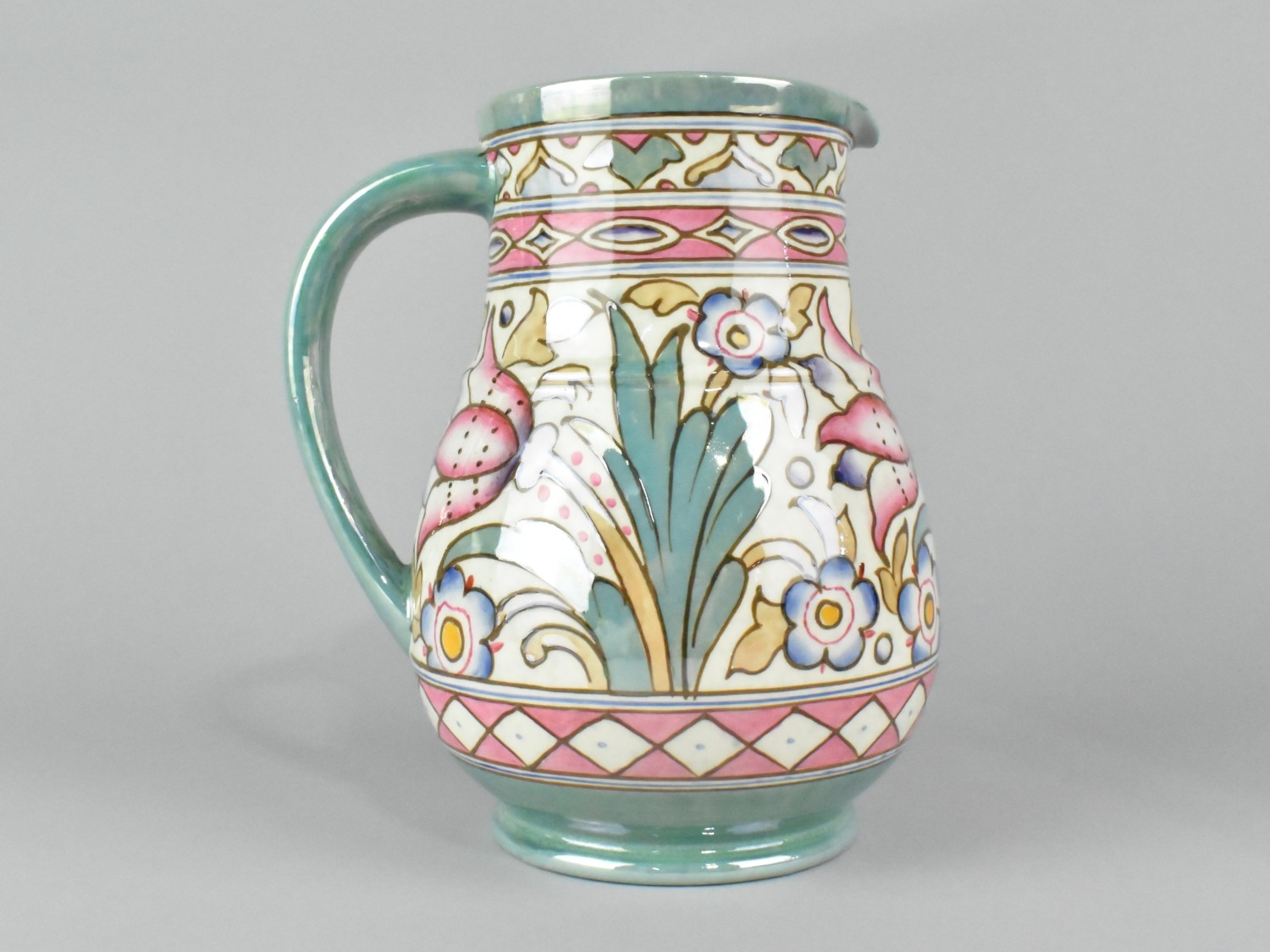 A Charlotte Rhead for Bursley Ware Jug, Tulips Pattern, 19cm high