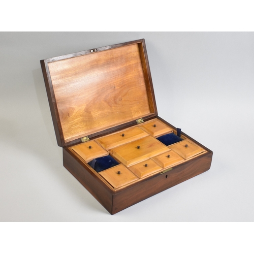 33 - A Nice Quality Portuguese Madeiran Sewing Box with Inlaid Parquetry Hinged Lid to Fitted Inner Remov... 