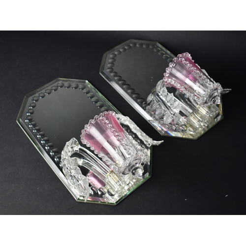 7 - A Pair of Edwardian Girandole Wall Mirrors, Both of Rectangular Form and with Two Glass Leaves Eithe... 