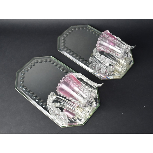 7 - A Pair of Edwardian Girandole Wall Mirrors, Both of Rectangular Form and with Two Glass Leaves Eithe... 