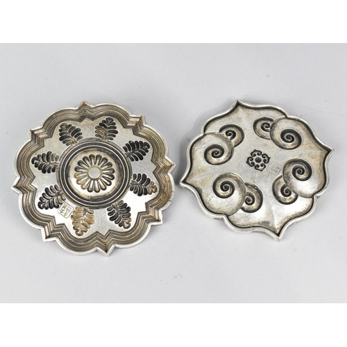 38 - Two Reproduction Chinese White Metal Dishes, 10cms Diameter, Seal Marks Under