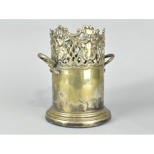 12 - An Edwardian Silver Plated Two Handled Bottle Coaster, 17.5cms High