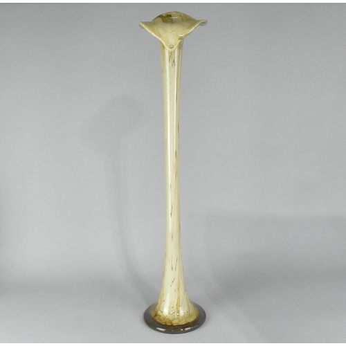 122 - A Polish Glass Tall Slender Calla Lily Vase of Jack in the Pulpit Form, 79cms High