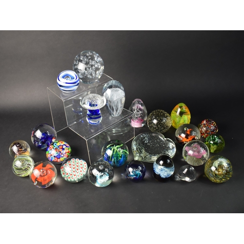 A Collection of Various Glass Paperweights to Include Large Examples ...
